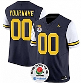 Men's Michigan Wolverines ACTIVE PLAYER Custom 2023 F.U.S.E. Navy White Rose Bowl Patch Stitched Jersey,baseball caps,new era cap wholesale,wholesale hats